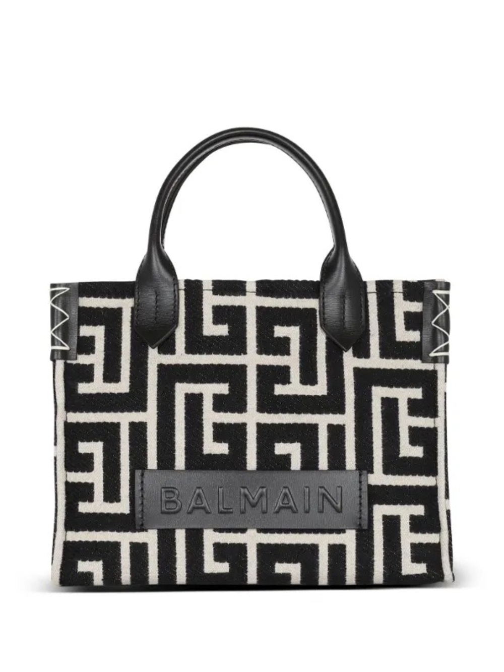 Balmain Black and White Geometric Logo Tote